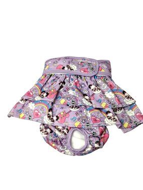 Dog Size Large Reusable, Adjustable Skirted Pet Diaper Purple Pandacorn Print